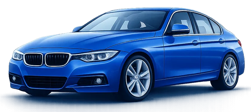 Ilustrace pojištění vozidel – modré auto