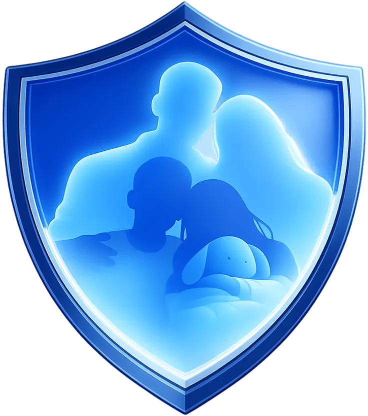 Ilustrace životního pojištění – rodina chráněná štítem